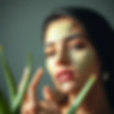 Refreshing aloe vera gel application on face