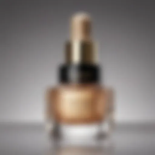 Close-up of a luxurious serum bottle with elegant packaging