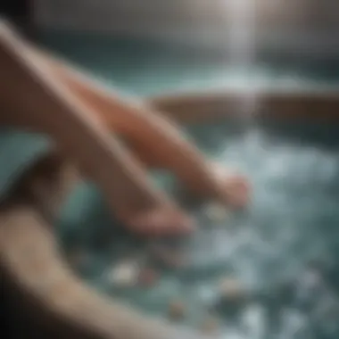 A tranquil setting showcasing feet in a relaxing soak.