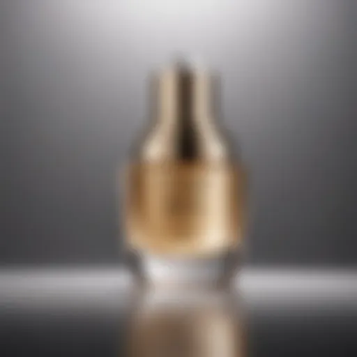 Close-up of a luxury anti-aging serum bottle with elegant packaging