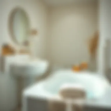 A serene bathroom setting showcasing beauty rituals with white soap.