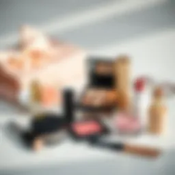 Elegant makeup products arranged aesthetically