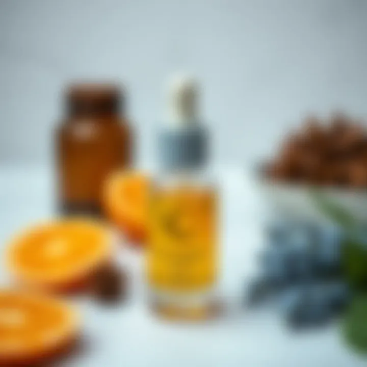 Vitamin C serum bottle with natural elements