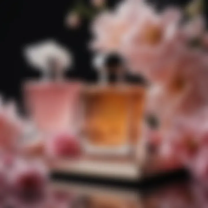 Luxurious perfume collection displayed artistically