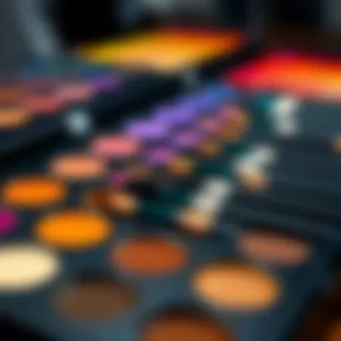 A palette of colorful eyeliners arranged artistically