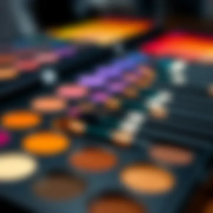 A palette of colorful eyeliners arranged artistically