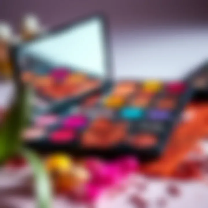 Colorful eyeshadow palette spread open