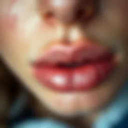 Close-up view of skin irritation around the lips