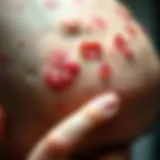 Close-up of a scalp affected by eczema