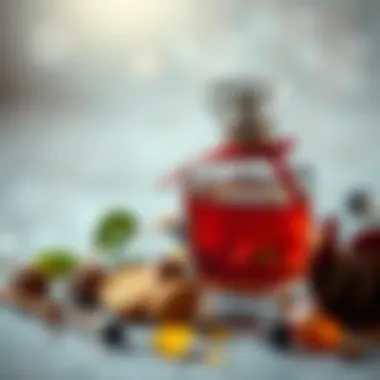 Scent notes artistically represented with fragrant ingredients