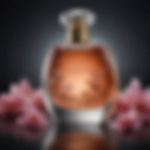 An elegant perfume bottle with floral design