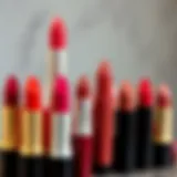 Elegant selection of lipsticks showcasing diverse shades and textures