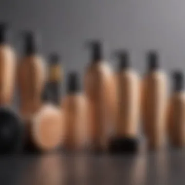 A variety of hair styling products arranged aesthetically.