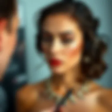 Elegant blush application on rich skin tone