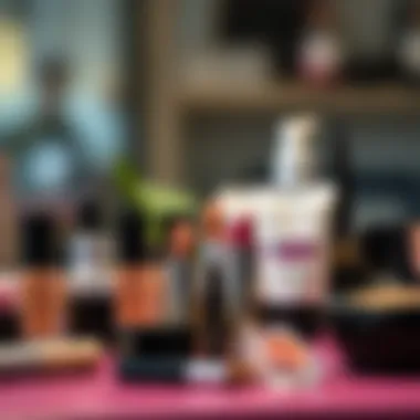 Essential eye makeup products on display