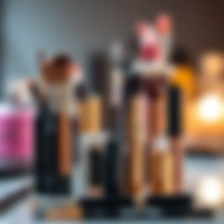 Essential eye makeup tools arranged neatly