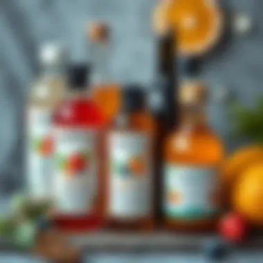 Variety of tonics with different ingredients