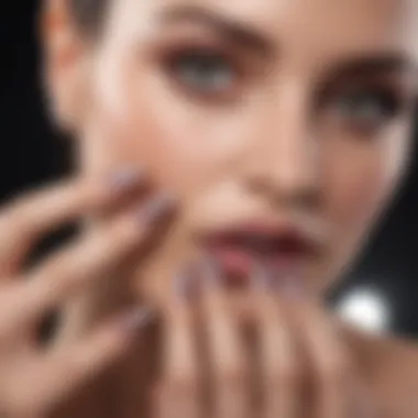 Stylish Manicure with Flormar Glitter Polish Close-up of a stylish manicure featuring Flormar glitter nail polish