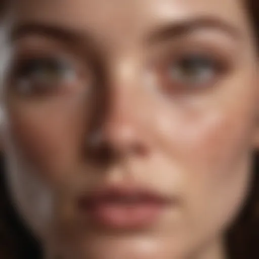 Close-up of skin with freckles highlighted