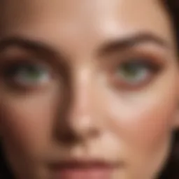 Close-up of striking green eyes reflecting light