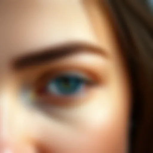 Close-up view of beautiful eyebrows enhanced with natural oils