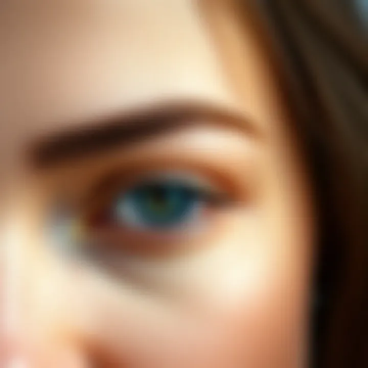 Close-up view of beautiful eyebrows enhanced with natural oils