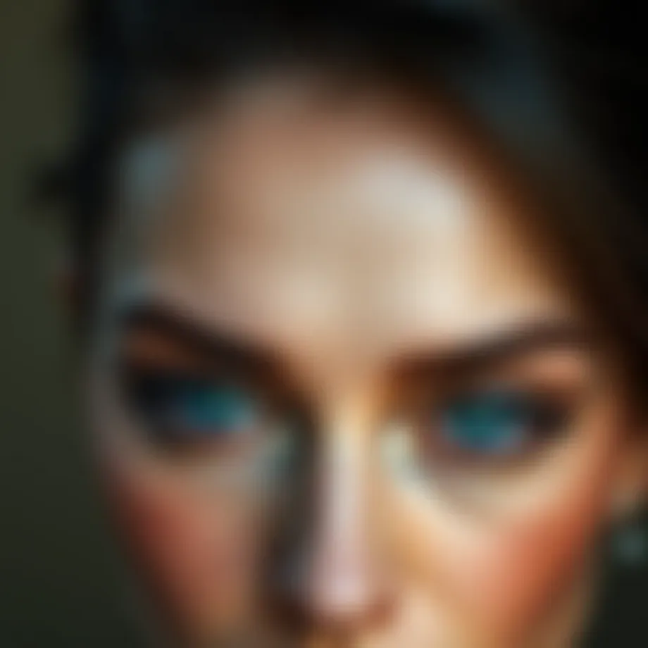 A model showcasing beautifully defined thick eyebrows.