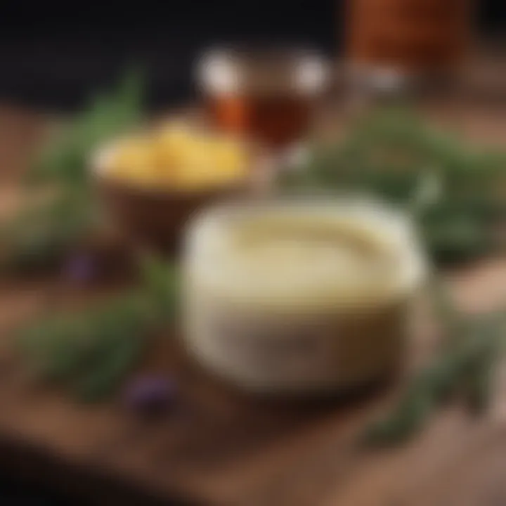 Natural hair mask ingredients displayed on a wooden surface