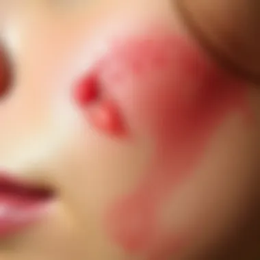 Close up of skin showing red bruises