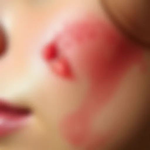 Close up of skin showing red bruises