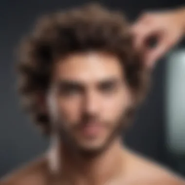 Man applying styling cream to curly hair