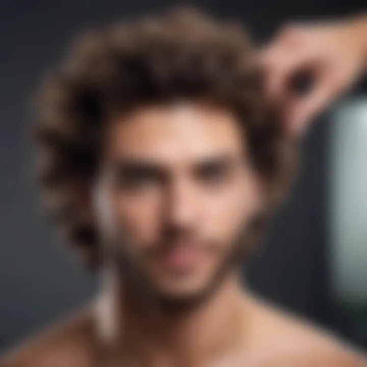 Man applying styling cream to curly hair