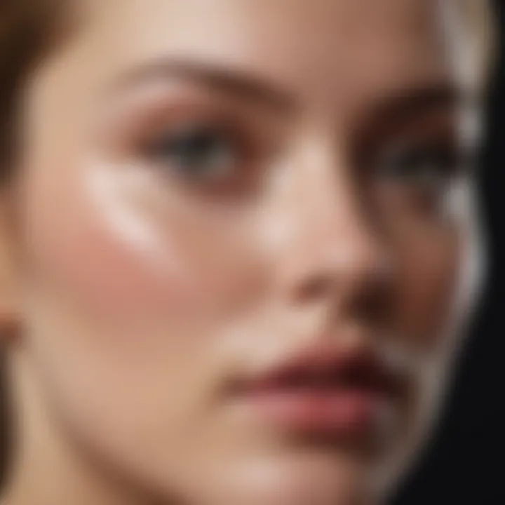 Close-up of skin texture showcasing elasticity and youthful appearance