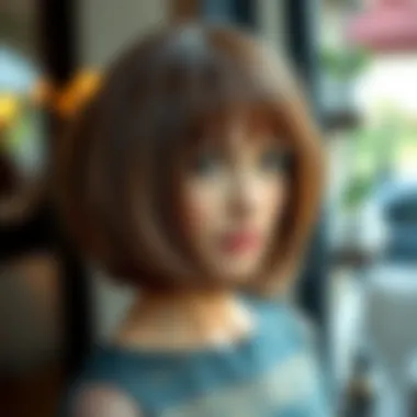 A finished layered bob hairstyle showcasing movement