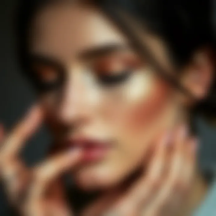 Professional makeup artist showcasing shimmering bases