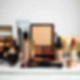 Elegant makeup setup with various products