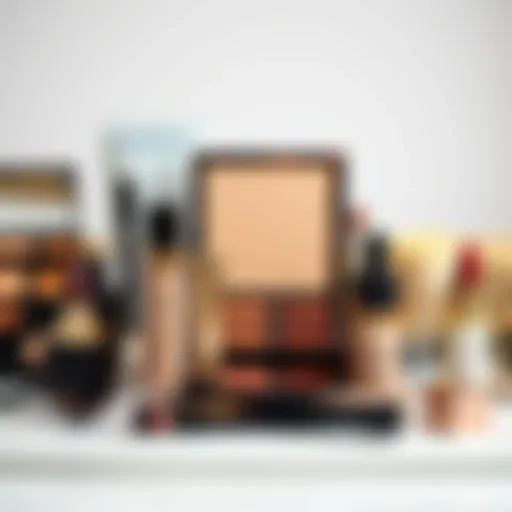 Elegant makeup setup with various products