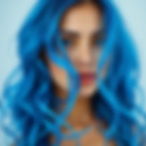 Vibrant blue hair with stylish waves