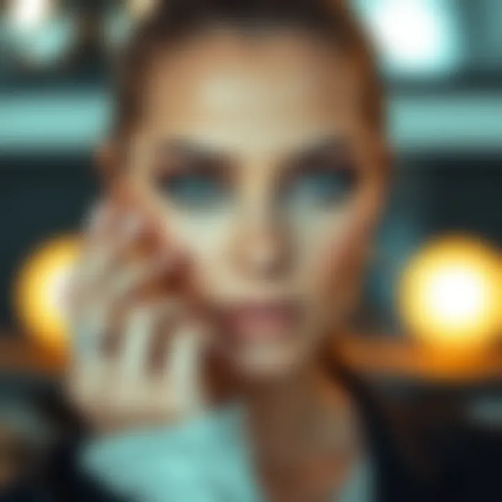 A model showcasing different eyeliner styles and colors