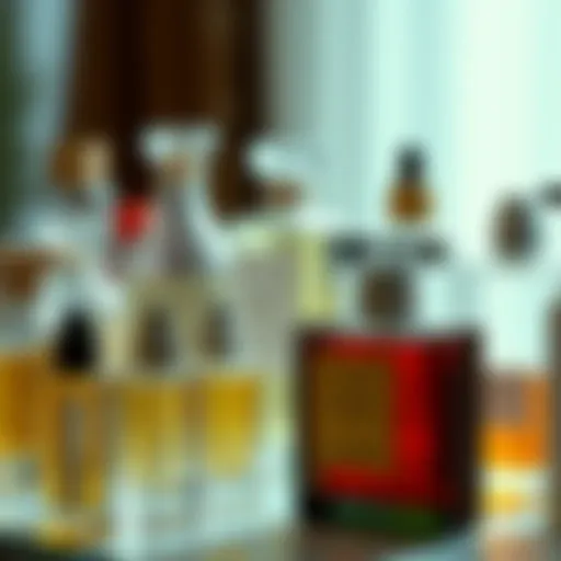 Elegant display of various perfume bottles