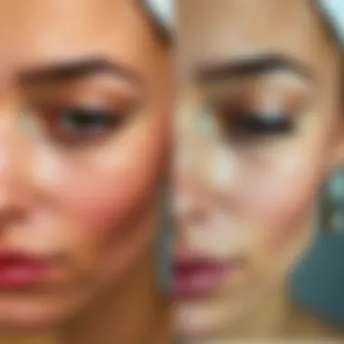 Before and after skin treatment showing peptide benefits