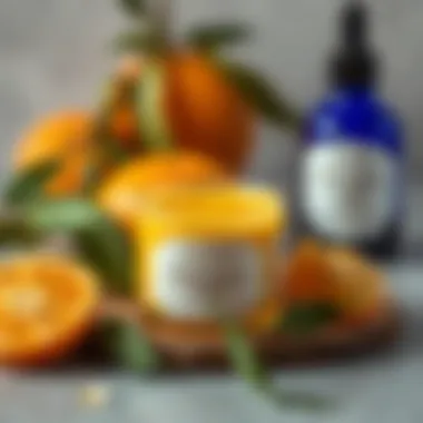 Natural skincare ingredients with orange oil