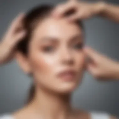 A person applying a soothing treatment to the scalp