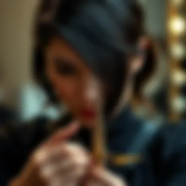 Professional stylist demonstrating hair cutting techniques with precision