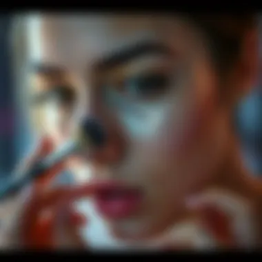 Applying shimmering base with a brush