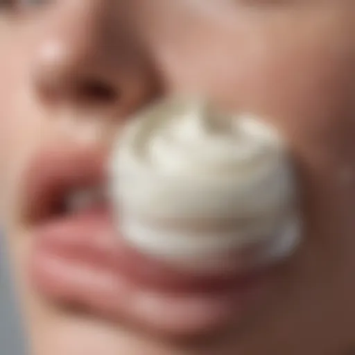 A close-up of acne cream and its texture