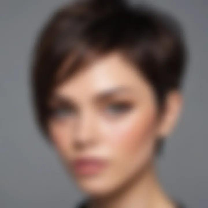 Close-up of a textured short hairstyle with vibrant color highlights