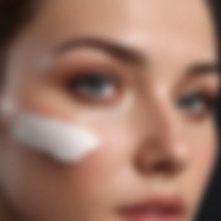 Close-up of skin applying toner with a cotton pad.