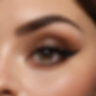 Close-up of a flawless application of earth-tone eyeliner