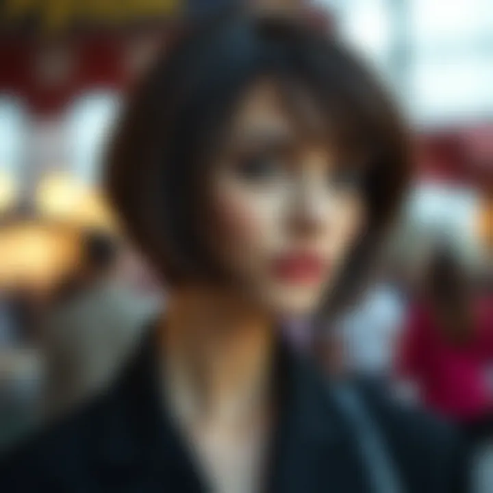 Voluminous bob haircut styled for triangular face structure